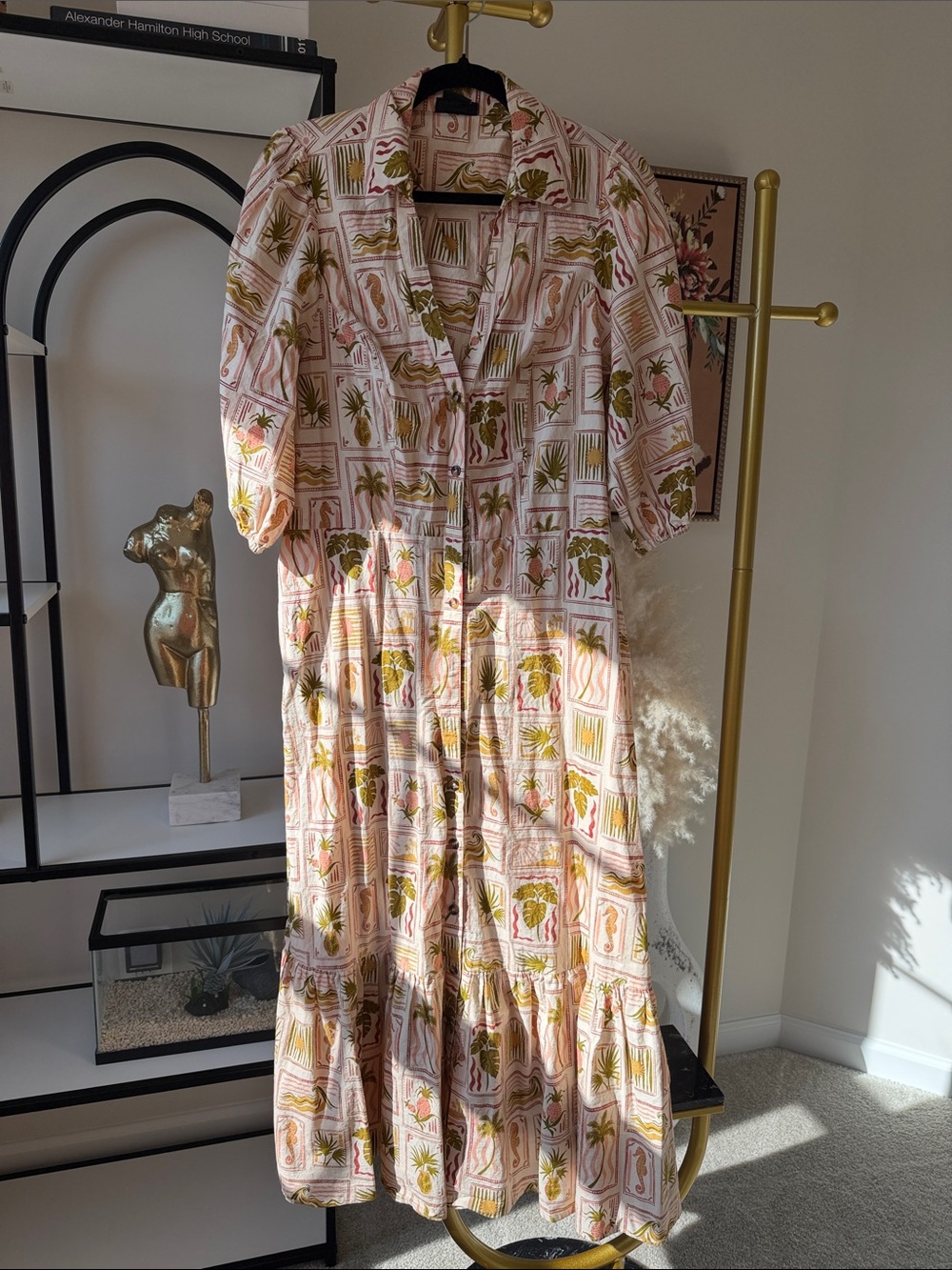 City Chic Blush Pink Botanical Button-Front Maxi Dress
